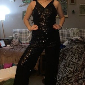 Black sequin jumpsuit